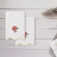 Linum Home Textiles Maui Scallop 2-pc. Embellished Fingertip Towel