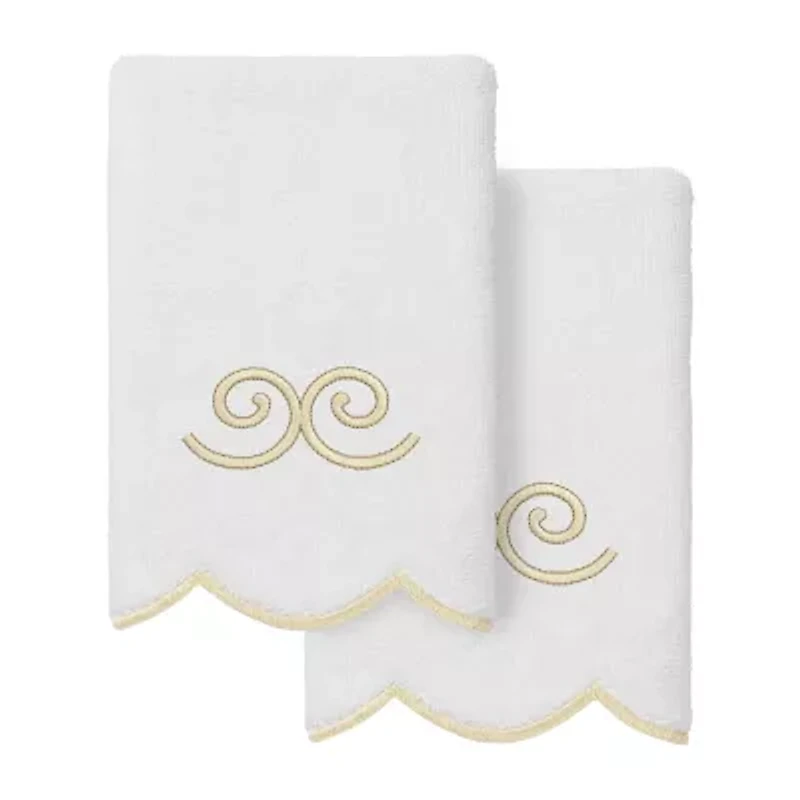 Linum Home Textiles Symmetra Scallop 2-pc. Embellished Fingertip Towel