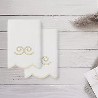 Linum Home Textiles Symmetra Scallop 2-pc. Embellished Fingertip Towel