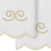 Linum Home Textiles Symmetra Scallop 2-pc. Embellished Fingertip Towel