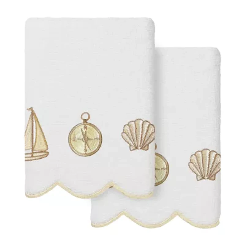 Linum Home Textiles Sea Joy Scallop 2-pc. Embellished Hand Towel