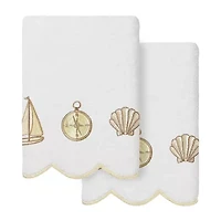 Linum Home Textiles Sea Joy Scallop 2-pc. Embellished Hand Towel