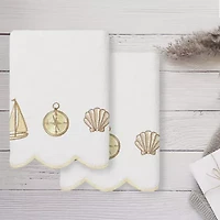 Linum Home Textiles Sea Joy Scallop 2-pc. Embellished Hand Towel