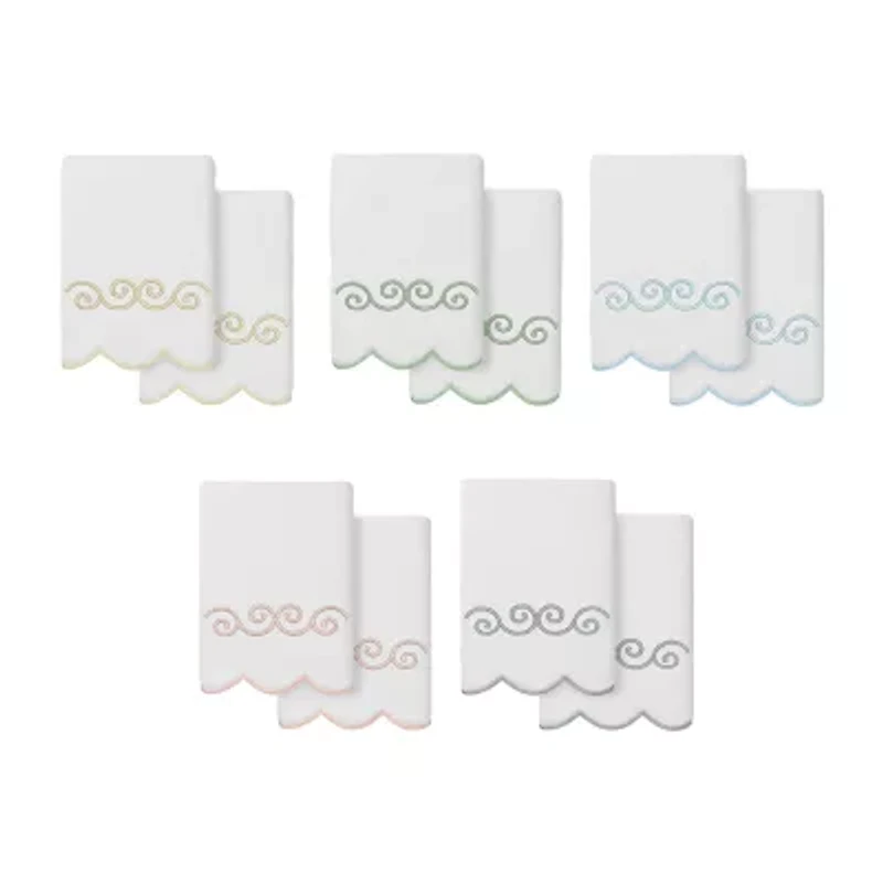 Linum Home Textiles Symmetra Scallop 2-pc. Embellished Hand Towel
