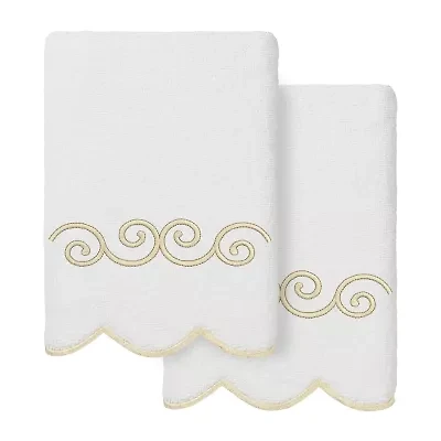 Linum Home Textiles Symmetra Scallop 2-pc. Embellished Hand Towel