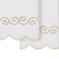 Linum Home Textiles Symmetra Scallop 2-pc. Embellished Hand Towel