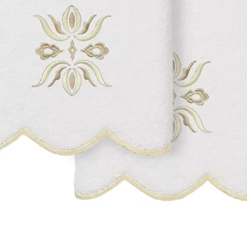 Linum Home Textiles Flower Crest Scallop 2-pc. Embellished Hand Towel