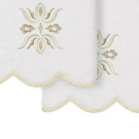Linum Home Textiles Flower Crest Scallop 2-pc. Embellished Hand Towel