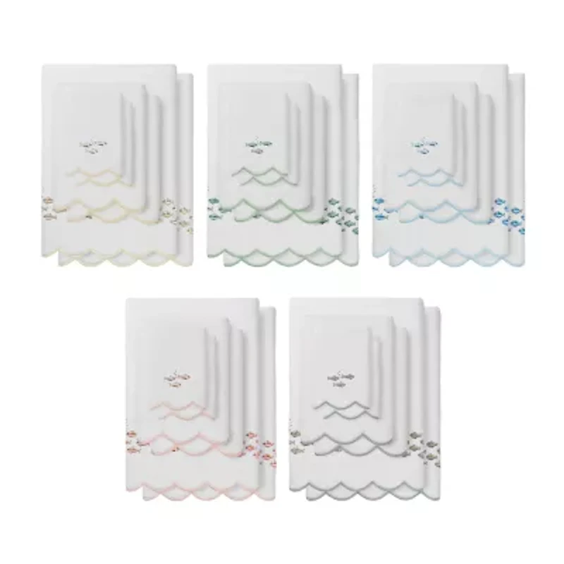 Linum Home Textiles Fish School Scallop -pc. Quick Dry Bath Towel Set