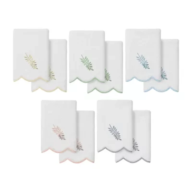Linum Home Textiles Fern Toss Scallop 2-pc. Embellished Fingertip Towel