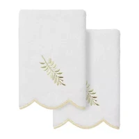 Linum Home Textiles Fern Toss Scallop 2-pc. Embellished Fingertip Towel