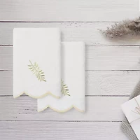 Linum Home Textiles Fern Toss Scallop 2-pc. Embellished Fingertip Towel