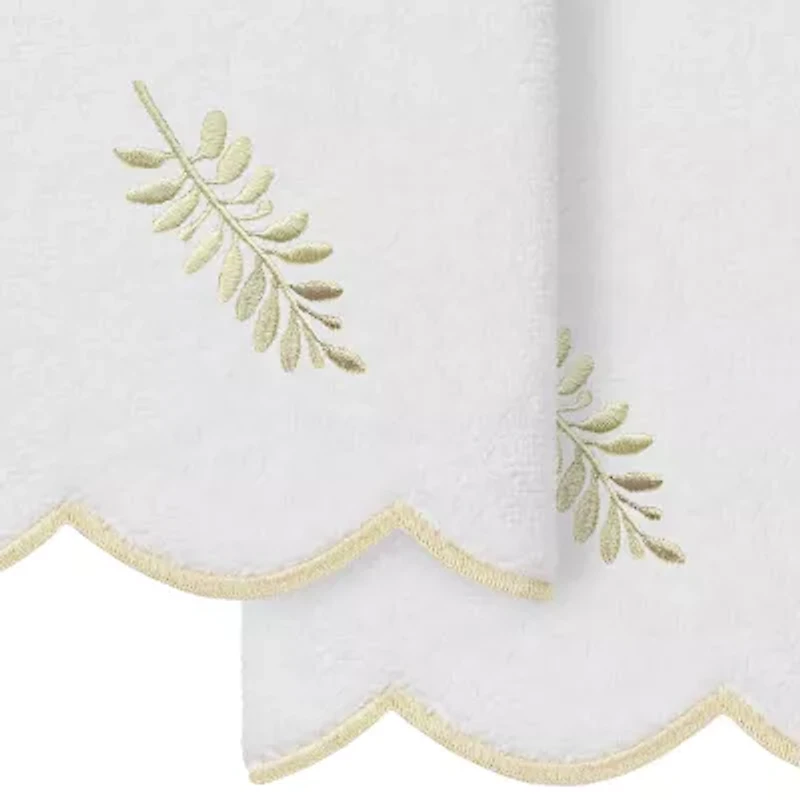 Linum Home Textiles Fern Toss Scallop 2-pc. Embellished Fingertip Towel