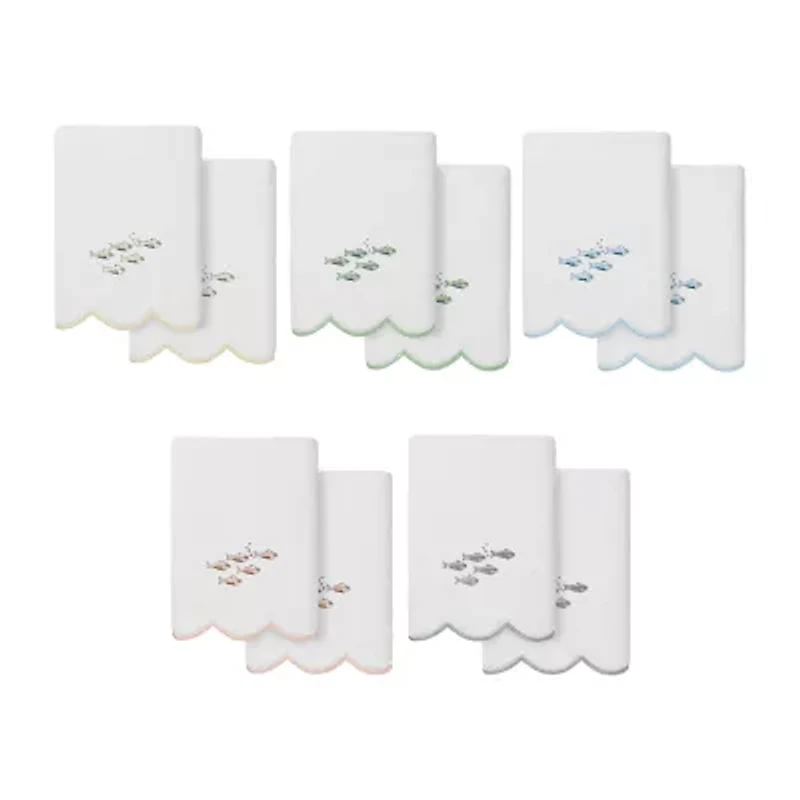 Linum Home Textiles Fish School Scallop 2-pc. Embellished Hand Towel