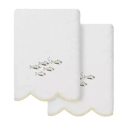 Linum Home Textiles Fish School Scallop 2-pc. Embellished Hand Towel