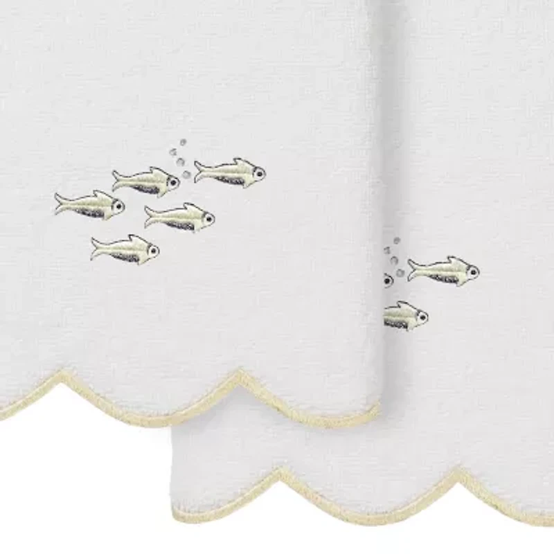 Linum Home Textiles Fish School Scallop 2-pc. Embellished Hand Towel