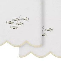 Linum Home Textiles Fish School Scallop 2-pc. Embellished Hand Towel