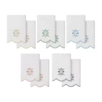 Linum Home Textiles Flower Crest Scallop 2-pc. Embellished Fingertip Towel