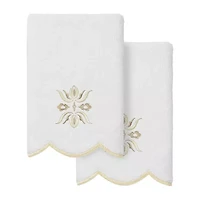 Linum Home Textiles Flower Crest Scallop 2-pc. Embellished Fingertip Towel