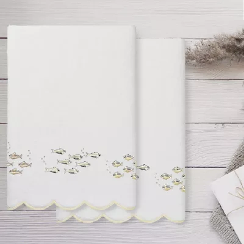 Linum Home Textiles Fish School Scallop 2-pc. Quick Dry Bath Towel Set