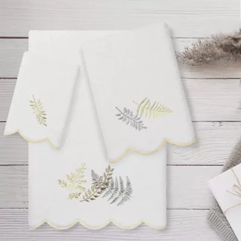 Linum Home Textiles Fern Toss Scallop 3-pc. Quick Dry Bath Towel Set