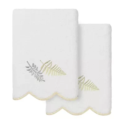 Linum Home Textiles Fern Toss Scallop 2-pc. Embellished Hand Towel