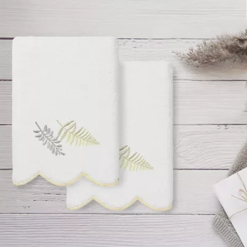 Linum Home Textiles Fern Toss Scallop 2-pc. Embellished Hand Towel