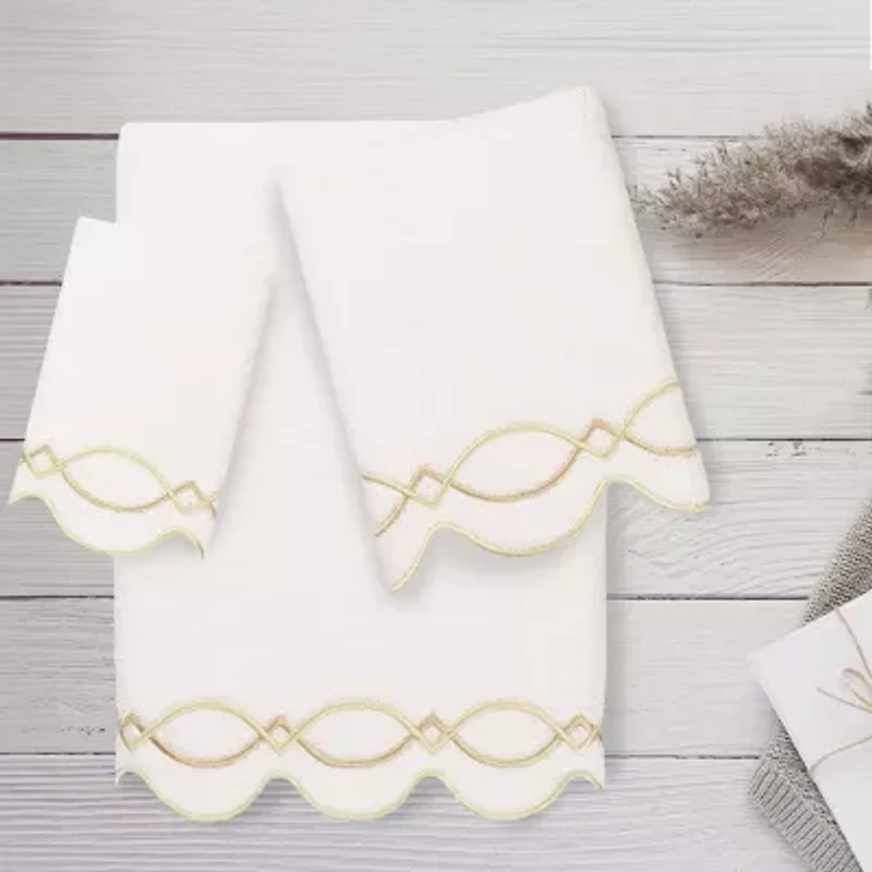 Linum Home Textiles Diamond Chain Scallop 3-pc. Quick Dry Bath Towel Set