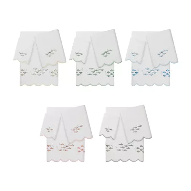Linum Home Textiles Fish School Scallop 3-pc. Quick Dry Bath Towel Set