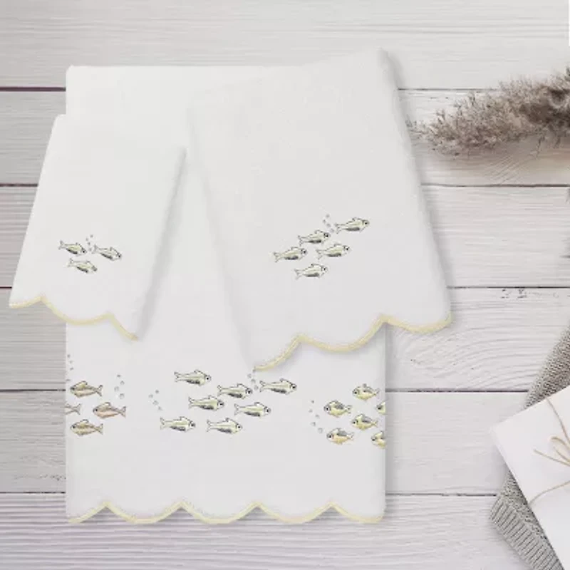 Linum Home Textiles Fish School Scallop 3-pc. Quick Dry Bath Towel Set