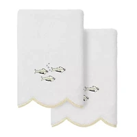 Linum Home Textiles Fish School Scallop 2-pc. Embellished Fingertip Towel
