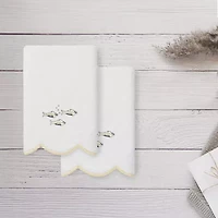 Linum Home Textiles Fish School Scallop 2-pc. Embellished Fingertip Towel