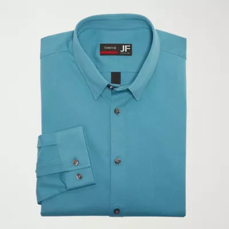 J. Ferrar Mens Slim Fit Easy Care Stretch Fabric Long Sleeve Dress Shirt