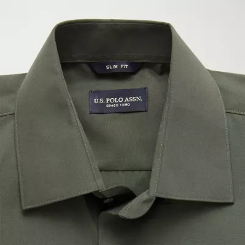 U.S. Polo Assn. Mens Slim Fit Stretch Fabric Long Sleeve Dress Shirt