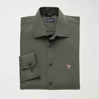 U.S. Polo Assn. Mens Slim Fit Stretch Fabric Long Sleeve Dress Shirt