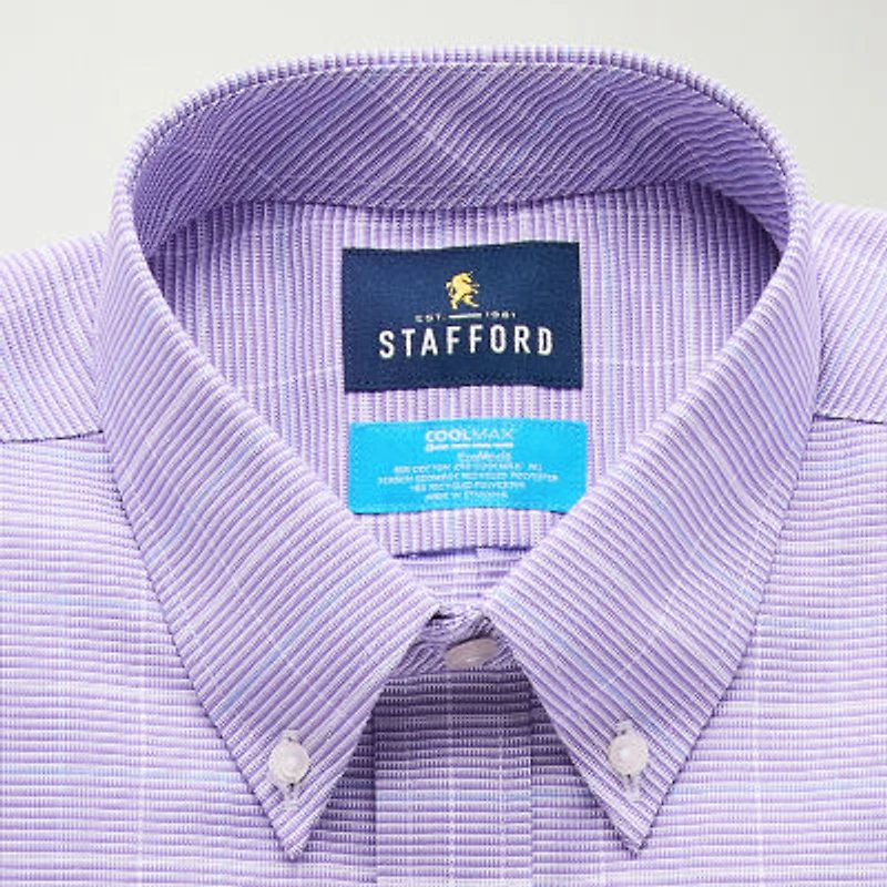 Stafford Coolmax All Season Ecomade Oxford Mens Regular Fit Stretch Fabric Wrinkle Free Long Sleeve Dress Shirt