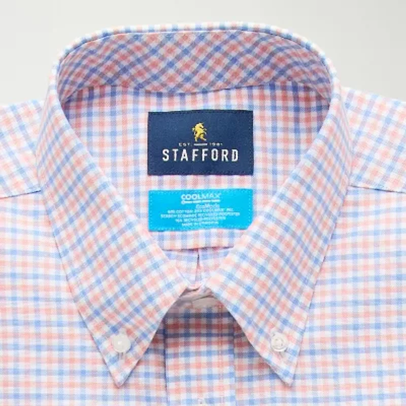 Stafford Coolmax All Season Ecomade Oxford Mens Regular Fit Stretch Fabric Wrinkle Free Long Sleeve Dress Shirt
