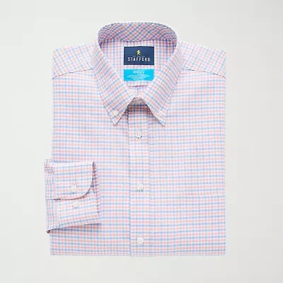 Stafford Coolmax All Season Ecomade Oxford Mens Regular Fit Stretch Fabric Wrinkle Free Long Sleeve Dress Shirt