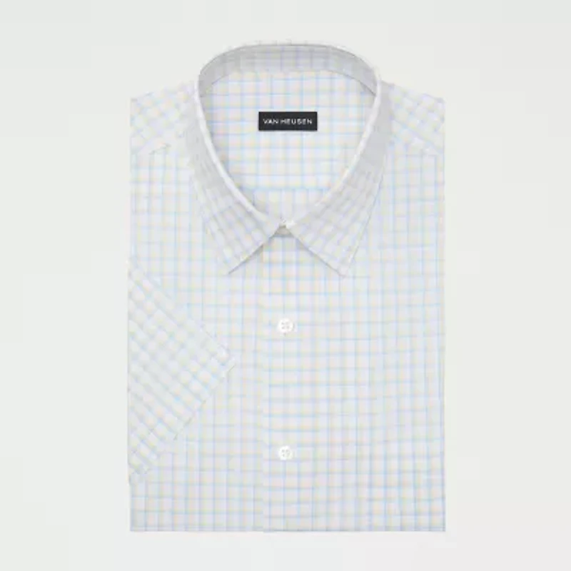 Van Heusen Big And Tall Easy Care Poplin Mens Regular Fit Short Sleeve Dress Shirt