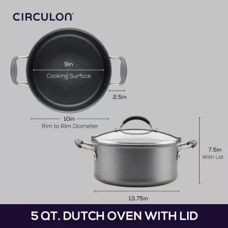 Circulon A1 Series with Scratch Defense Nonstick Induction Dutch Oven with Lid, 5-Quart Graphite