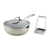 Circulon 9.5-Inch (3.2-Qt) Infinity Pan with Scratch Defense Nonstick Lid and Tool Holder, Platinum