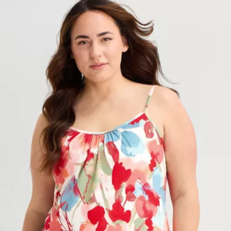 Ambrielle Womens Plus Crew Neck Chemise