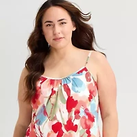 Ambrielle Womens Plus Crew Neck Chemise