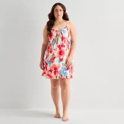 Ambrielle Womens Plus Crew Neck Chemise