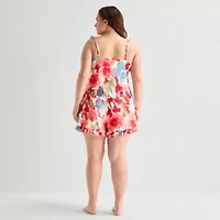 Ambrielle Womens Square Neck Sleeveless 2-pc. Plus Pajama Sets