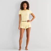 Arizona Body Cloud Kissed Womens Round Neck Short Sleeve Juniors Pajama Top