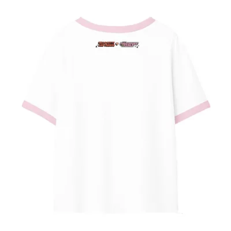 Little & Big Kid Girls Round Neck Short Sleeve Regular Fit Hello Kitty Powerpuff Graphic T-Shirt