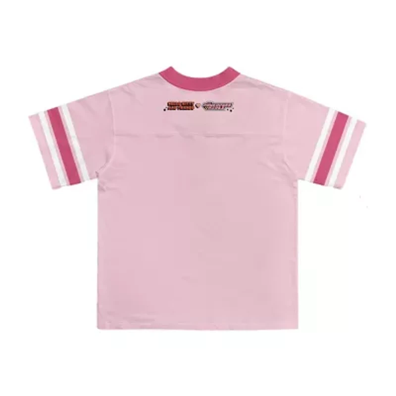 Jersey Little & Big Kid Girls V Neck Hello Kitty Powerpuff Short Sleeve