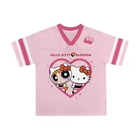 Jersey Little & Big Kid Girls V Neck Hello Kitty Powerpuff Short Sleeve