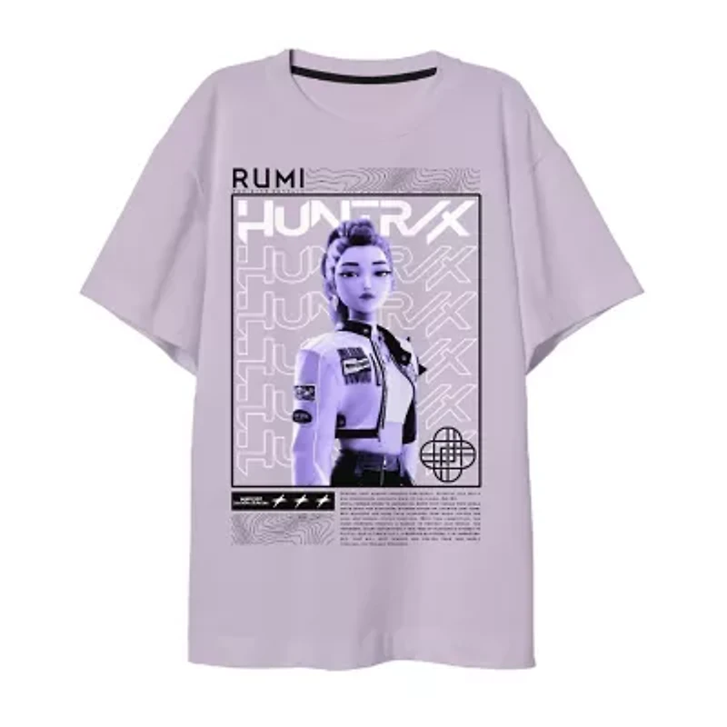 Rumi Big Kid Girls Crew Neck Short Sleeve Regular Fit KPop Demon Hunters Graphic T-Shirt